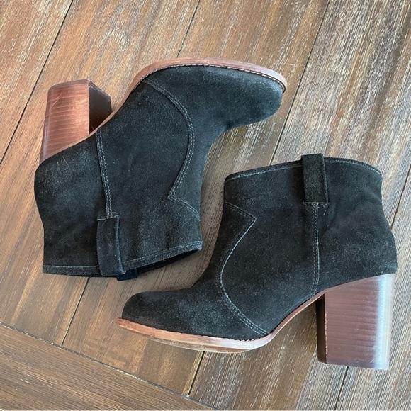 Splendid Lakota Western Black Suede Block Heel Ankle Boots - Picture 7 of 9